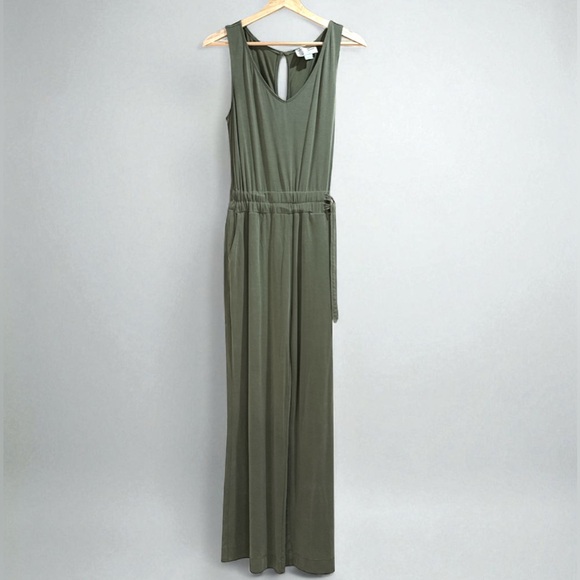 Anthropologie, Saturday Sunday - Belted Olive Green Sleeveless Jumpsuit - Picture 2 of 10